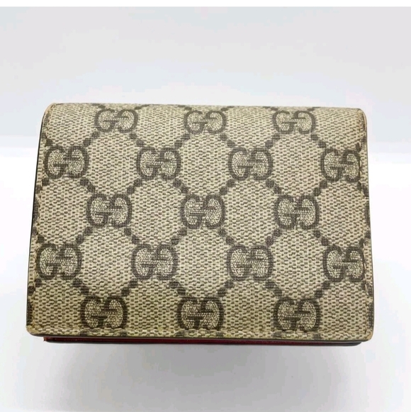 Gucci Bi-fold Wallet GG Supreme Cherry Brown Leather - Picture 2 of 7